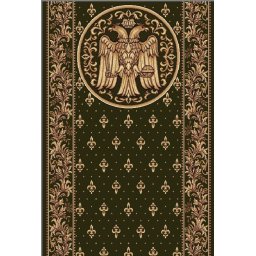 Traversa Bisericeasca Lotos 15032-310, Imprimeu cu Vultur Bicefal, Latime 1.5m, Marime 150 x 1200 cm, Verde, Inaltime Fir 8 mm, Festonata Surfilata Tivita, Antialergica, Polipropilena, Manastire