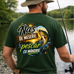 Tricou Personalizat , zNaE de Meserie, Pescar cu Mandrie, cu Nume , Fata E i Spate