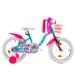 Bicicleta copii dhs unicorn - 16 inch, albastru/roz