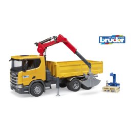 Bruder camion de constructii scania super 560r cu macara si 2 paleti