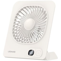 Ventilator pentru birou ZB363, 3 trepte viteza, Autonomie 6h, 2000mAh, Baza magnetica, Display LED, USB-C, Alb