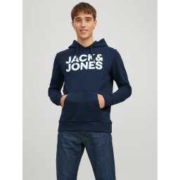 Jack & Jones Hanorac barbati fara fermoar, imprimeu cu logo, JJECORP, Bleumarin inchis (SELECTATI MARIMEA: S)