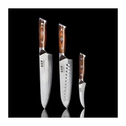 Gudaro-SET cuțit de bucătar FENG+Santoku cuțit de bucătărie+ cuțit de bucătărie din oțel damasc