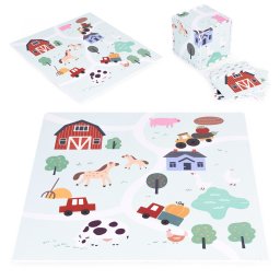 Covoras puzzle Homelux din spuma EVA, model ferma, 21 piese, 90,5 x 90,5 cm