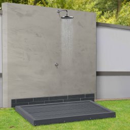 Platforma WPC pentru dus solar si scara piscina 101x63 cm, gri