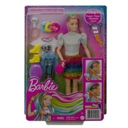 Papusa Barbie cu par curcubeu, schimbare de culoare si accesorii