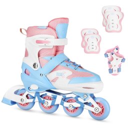 Set role copii reglabile cu LED si protectii Nils Moonbeam alb