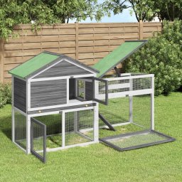 Cusca pentru iepuri gri 185,5x60,5x109,5 cm lemn masiv de pin GartenMobel Dekor