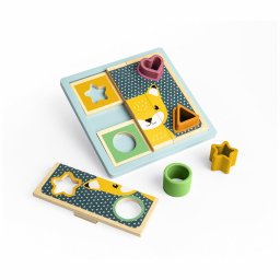Puzzle sortator forme cu animalute, din lemn, jucarie educativa 2 in 1