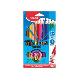 Creioane colorate Maped Color’Peps Strong Jumbo, 12 culori/set
