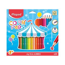 Creioane colorate Maped Color’Peps My First Jumbo, 24 culori/set, FSC