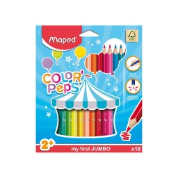 Creioane colorate Maped Color’Peps My First Jumbo, 18 culori/set, FSC