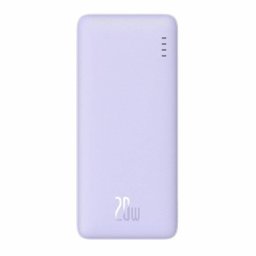Baterie externa Airpow, 20000mAh, 20W, Incarcare rapida, USB-C, USB-A, cablu USB-C la USB-A inclus Violet