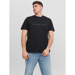 Jack & Jones Plus Tricou cu logo, barbati big sizes, din bumbac organic, Standard Fit, Negru (SELECTATI MARIMEA: 5XL)