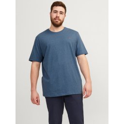 Jack & Jones Plus Tricou barbati big sizes, din bumbac organic, Standard Fit, PAULOS, Albastru inchis (SELECTATI MARIMEA: 3XL)