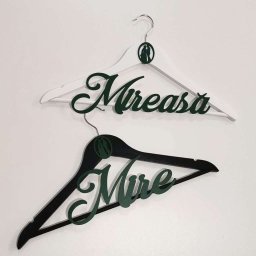 Set 2 umerase din lemn pentru mire si mireasa, verde - ILIF303002
