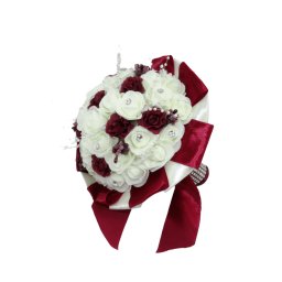 Buchet mireasa cu flori de spuma, mic, grena si alb - ILIF209007
