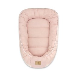 Cosulet bebelus, qmini, pentru dormit, baby nest 55 x 75 cm, husa 100% muselina dubla, material certificat oeko tex standard 100, powder pink