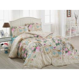 L'essentiel Maison set lenjerie pat single, bumbac/poliester, husa pilota 160x220 cm + cearsaf plat 160x230 cm + fata de perna 50x70 cm, lavabil 30°C, multicolor - Verificat A · Re-Bloom