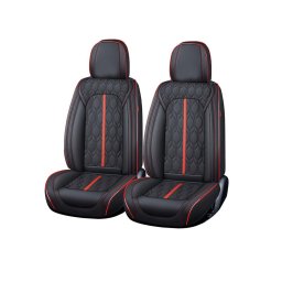 Husa scaun Huse auto premium 5 locuri Carguard Deluxe piele ecologică perforată - negru - rosu