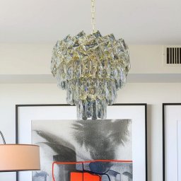 Candelabru din cristal Windsor Petito, 3xE14, auriu lucios, Ø29 cm, inaltime reglabila