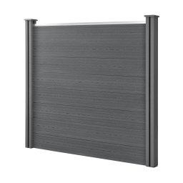 Gard WPC gri 165x162 cm cu stalpi, paravan de intimitate si vant