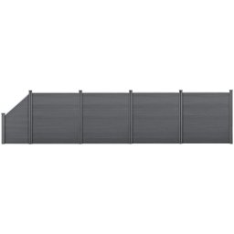 Gard de gradina WPC gri cu element înclinat 183x799 cm