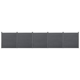 Gard WPC Getafe cu stalpi, gri, 183x879 cm, pentru gradina