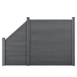 Gard WPC gri cu element oblic pentru gradina 183x277 cm