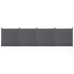 Gard WPC Getafe gri cu stalpi, 183x705 cm, pentru gradina si intimitate