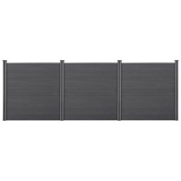 Gard WPC Getafe gri cu stalpi, protectie vizuala pentru gradina 183x531 cm