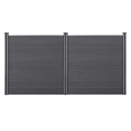Gard de gradina WPC Getafe cu stalpi 183x357 cm, gri
