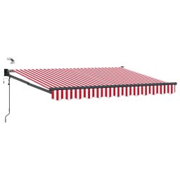 Marchiza retractabila electrica 3 x 2,5 m rosu/alb cu LED si senzor vreme