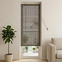 Rulou textil Gri 60 x 220 cm Bambus GartenMobel Dekor
