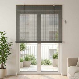 Rulou textil Gri 130 x 220 cm Bambus GartenMobel Dekor