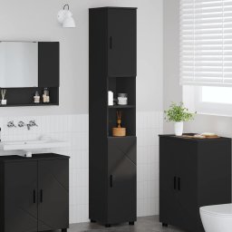 Dulap de Baie Negru 30 x 35 x 192 cm Lemn compozit & Metal GartenMobel Dekor