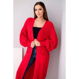 Long cardigan sweater red