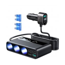 Incarcator auto JOYROOM JR-CL06, 154W, 4 x USB-A, 1 x USB-C, Extensie Bricheta, Negru