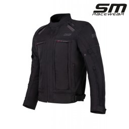 Geaca moto textila SM Racewear Maestro - Barbati - 4 Sezoane - Impermeabila, Captuseala termica si Protectii CE - Gri Negru