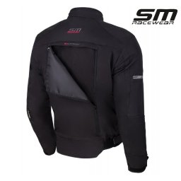Geaca moto textila SM Racewear Maestro - Barbati - 4 Sezoane - Impermeabila, Captuseala termica si Protectii CE - Gri Negru