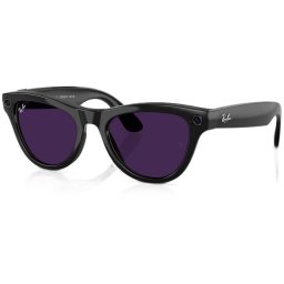 RESIGILAT Ochelari Smart Ray-Ban META Skyler Shiny RW4010 601/CH, marime 52, Wi-Fi 6, Bluetooth, Aparat foto cu filmare, Asistent vocal, 32GB Flash, Lentile cu Tranzitie Transparent/Violet, Negru