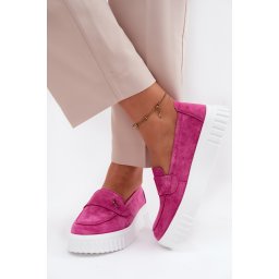 Pantofi slip-on din piele întoarsă cu platformă, Vinceza Fuchsia