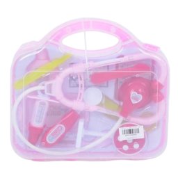 Trusa Doctor din Plastic cu Valiza Transparenta, roz