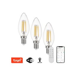Immax NEO 07807CDO - Set de 3 becuri LED CCT dimabile E14/4W/230V Wi‑Fi+telecomandă