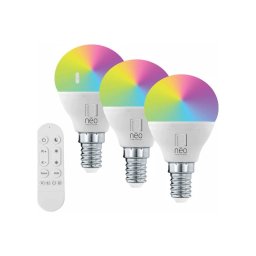 Immax NEO 07745CDO - Set de 3 becuri LED RGB+CCT dimabile E14/6W/230V Wi‑Fi + telecomandă