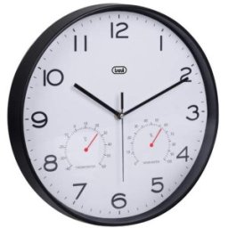 Ceas cu Termometru si Higrometru, Negru, OM 3510 T, 30 cm Trevi