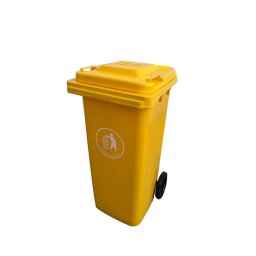 Container deseuri Leziter 120L, galben, cu roti si capac etans, HDPE