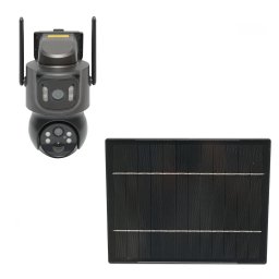 Camera de supraveghere solara duala 4MP PTZ 360° cu WiFi si detectie PIR