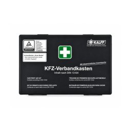 Trusa medicala auto KALFF DIN 13164, cutie plastic neagra, fabricata in Germania