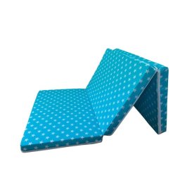 Saltea pliabila pentru copii 120x60x5 cm, spuma si husa bumbac albastra
